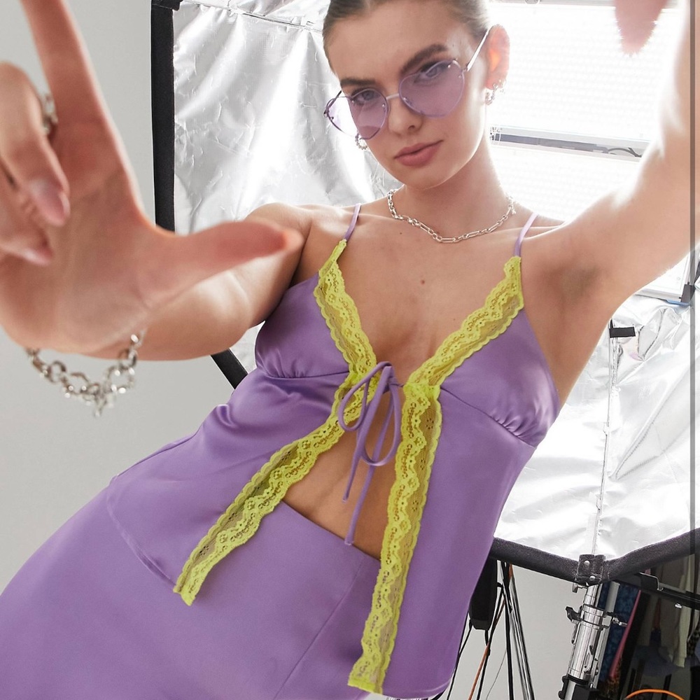 Asos lilac lace trim cami size US 4